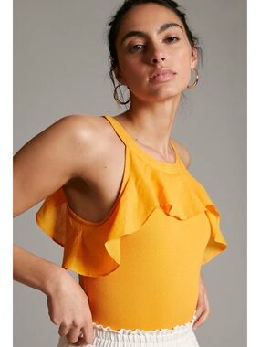 Anthropologie Maeve Ruffled Halter Tank